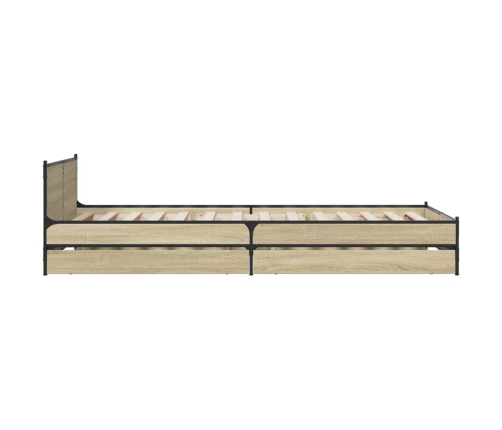 Cama con cajones madera ingeniería roble Sonoma 100x200 cm