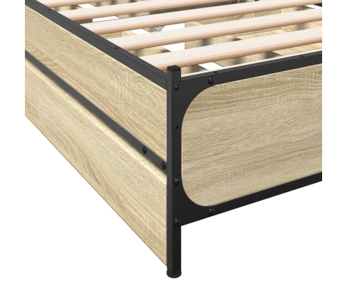 Cama con cajones madera ingeniería roble Sonoma 100x200 cm