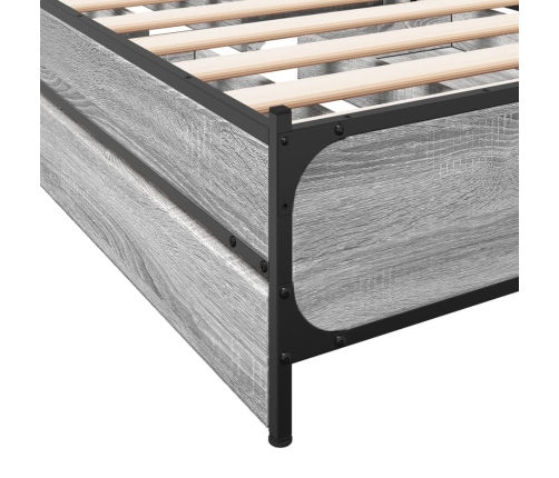 Cama con cajones madera ingeniería gris Sonoma 100x200 cm