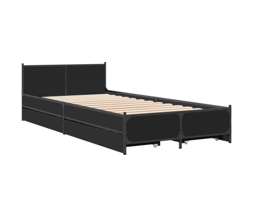 Cama con cajones madera de ingeniería negra 90x200 cm