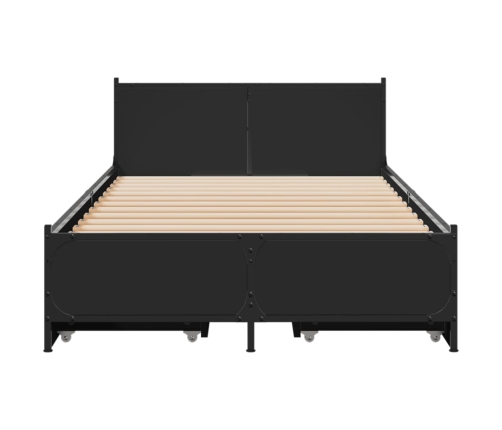 Cama con cajones madera de ingeniería negra 90x200 cm