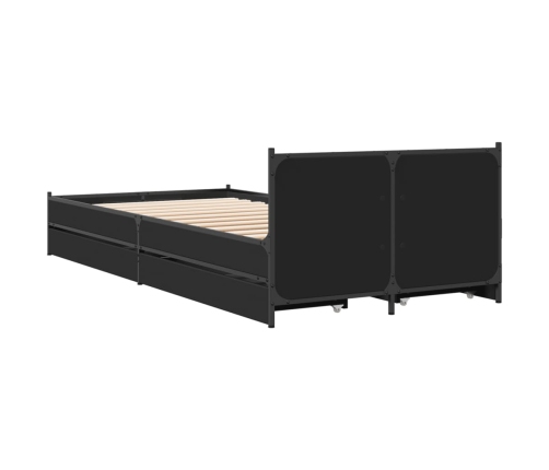 Cama con cajones madera de ingeniería negra 90x200 cm