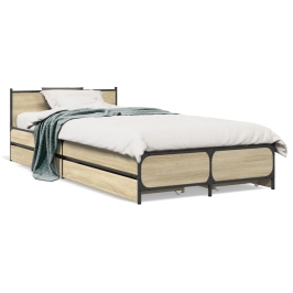 Cama con cajones madera ingeniería roble Sonoma 90x200 cm