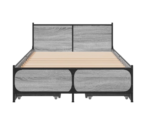 vidaXL Cama con cajones madera de ingeniería gris Sonoma 75x190 cm