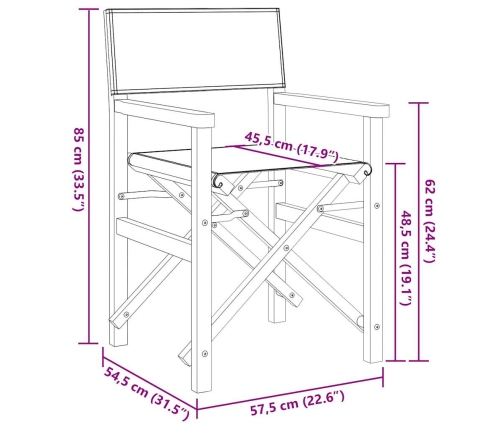 Silla de director plegable madera maciza de teca crema