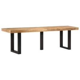 Banco de madera maciza de mango rugosa y acero 160 cm