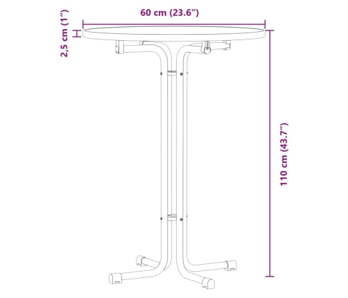 Mesa alta de comedor madera ingeniería y acero blanco Ø60x110cm