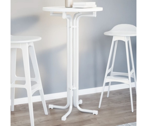 Mesa alta de comedor madera ingeniería y acero blanco Ø60x110cm