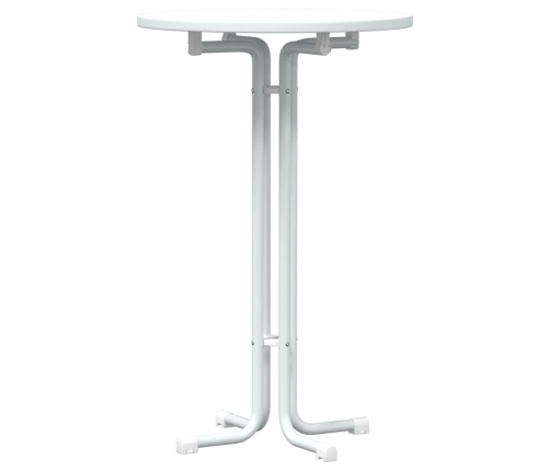 Mesa alta de comedor madera ingeniería y acero blanco Ø70x110cm