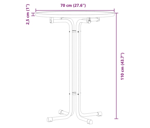 Mesa alta de comedor madera ingeniería y acero blanco Ø70x110cm