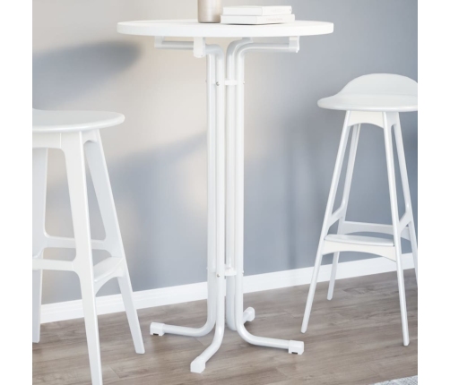 Mesa alta de comedor madera ingeniería y acero blanco Ø70x110cm