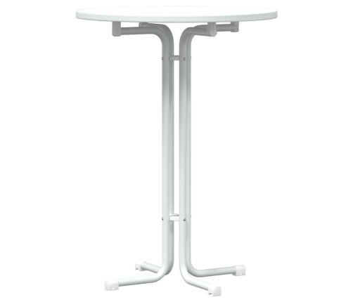 Mesa alta de comedor madera ingeniería y acero blanco Ø80x110cm