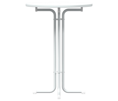 Mesa alta de comedor madera ingeniería y acero blanco Ø80x110cm