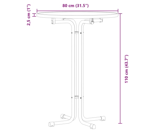 Mesa alta de comedor madera ingeniería y acero negro Ø80x110 cm