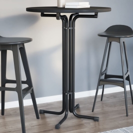 Mesa alta de comedor madera ingeniería y acero negro Ø80x110 cm