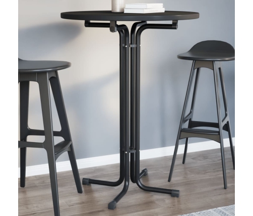 Mesa alta de comedor madera ingeniería y acero negro Ø80x110 cm