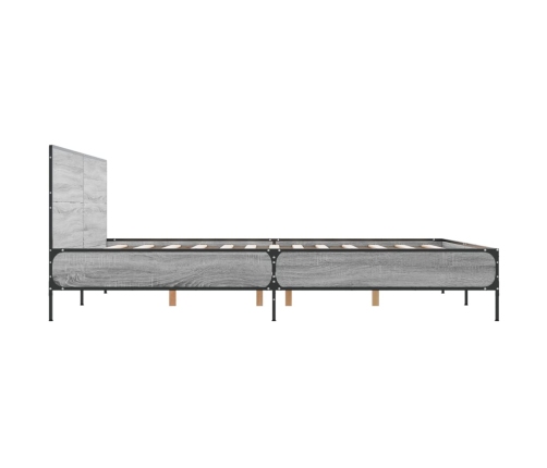 Estructura cama madera ingeniería metal gris Sonoma 120x200 cm