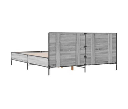 Estructura cama madera ingeniería metal gris Sonoma 120x200 cm