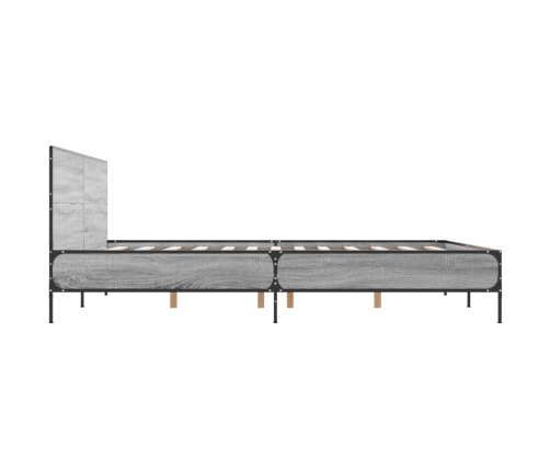 Estructura cama madera ingeniería metal gris Sonoma 140x200 cm