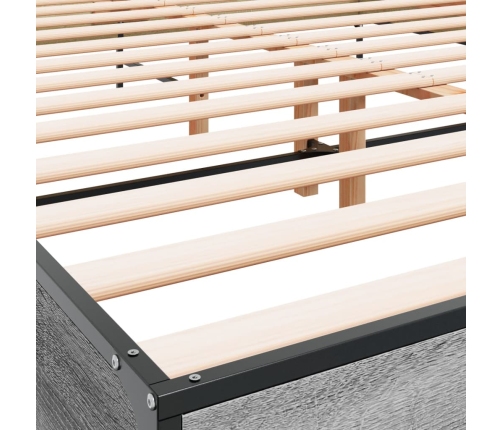Estructura cama madera ingeniería metal gris Sonoma 140x200 cm