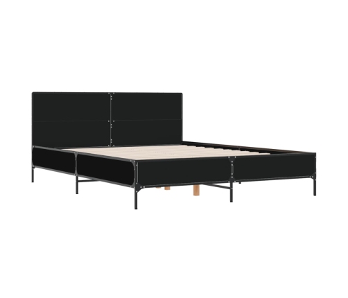 vidaXL Estructura de cama madera de ingeniería y metal negro 150x200cm