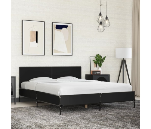 vidaXL Estructura de cama madera de ingeniería y metal negro 150x200cm