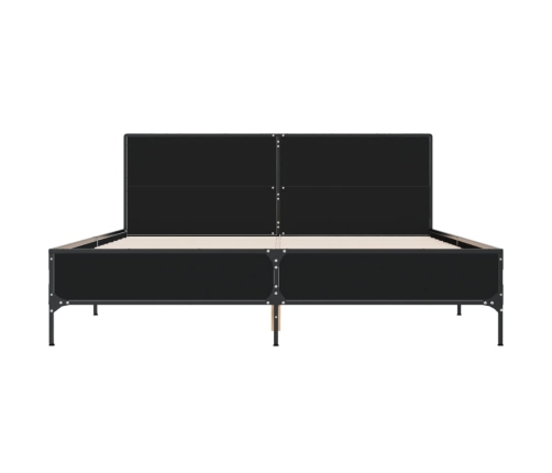 vidaXL Estructura de cama madera de ingeniería y metal negro 150x200cm