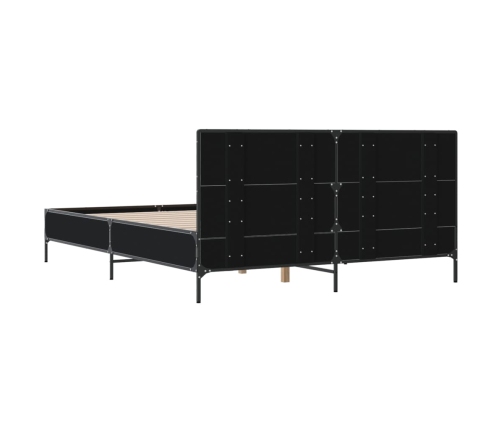 vidaXL Estructura de cama madera de ingeniería y metal negro 150x200cm