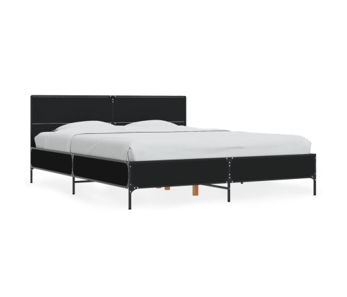 vidaXL Estructura de cama madera de ingeniería y metal negro 150x200cm