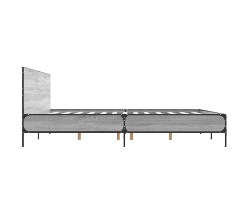 Estructura cama madera ingeniería metal gris Sonoma 180x200 cm