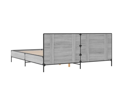 Estructura cama madera ingeniería metal gris Sonoma 180x200 cm