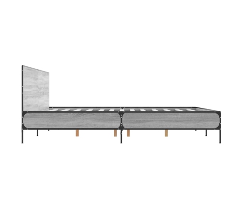 Estructura cama madera ingeniería metal gris Sonoma 200x200 cm