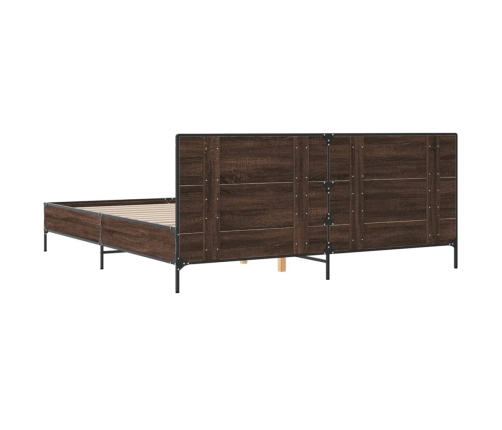 vidaXL Estructura cama madera ingeniería metal marrón roble 200x200 cm