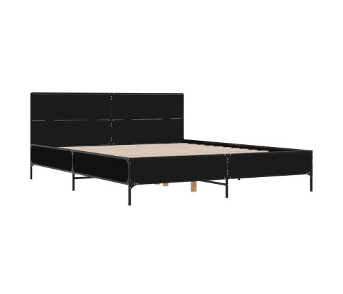 Estructura de cama madera de ingeniería y metal negro 120x190cm