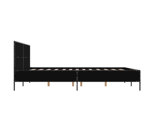 Estructura de cama madera de ingeniería y metal negro 120x190cm