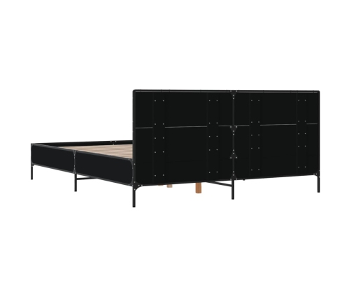 Estructura de cama madera de ingeniería y metal negro 120x190cm