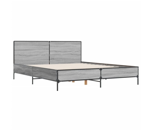 Estructura cama madera ingeniería metal gris Sonoma 120x190 cm