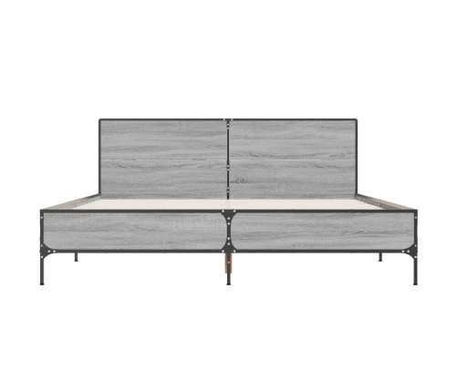 Estructura cama madera ingeniería metal gris Sonoma 120x190 cm