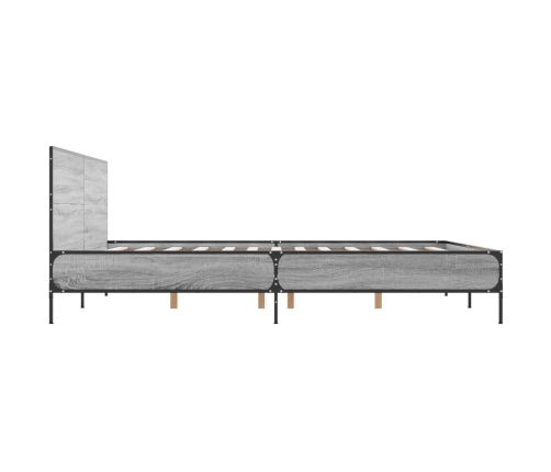 Estructura cama madera ingeniería metal gris Sonoma 120x190 cm