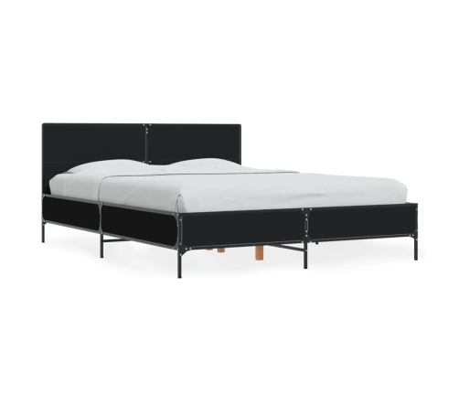 Estructura de cama madera de ingeniería y metal negro 135x190cm