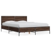 Estructura cama madera ingeniería metal marrón roble 135x190 cm