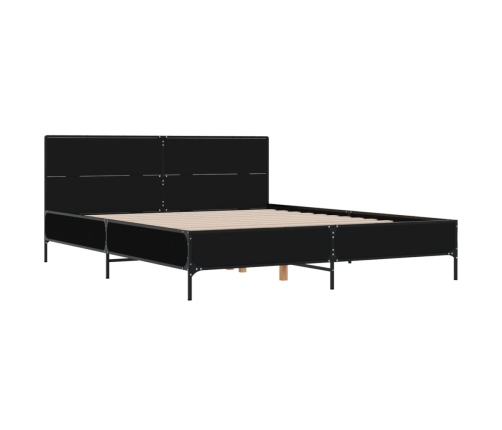 Estructura de cama madera de ingeniería y metal negro 140x190cm