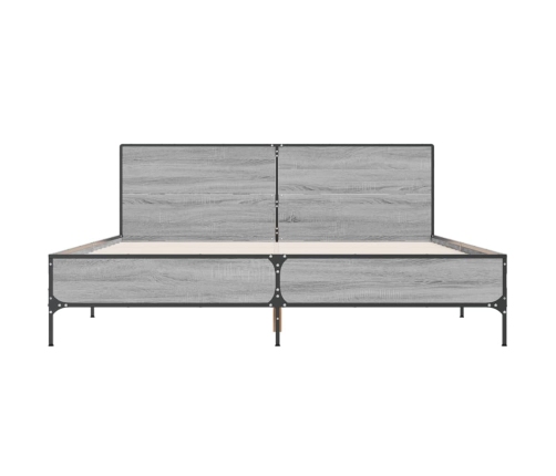 Estructura cama madera ingeniería metal gris Sonoma 140x190 cm