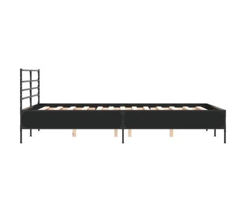 Estructura de cama madera de ingeniería y metal negro 120x200cm