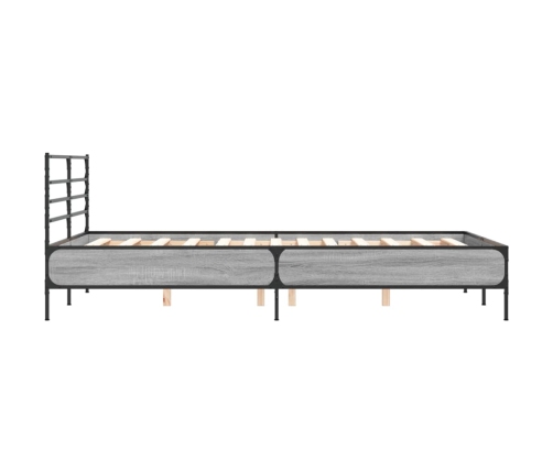 Estructura cama madera ingeniería metal gris Sonoma 120x200 cm