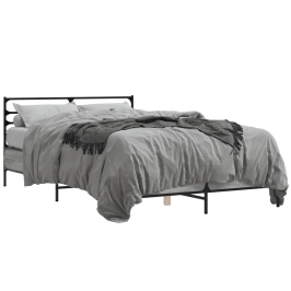 Estructura cama madera ingeniería metal gris Sonoma 120x200 cm
