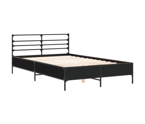 vidaXL Estructura de cama madera de ingeniería y metal negro 140x200cm