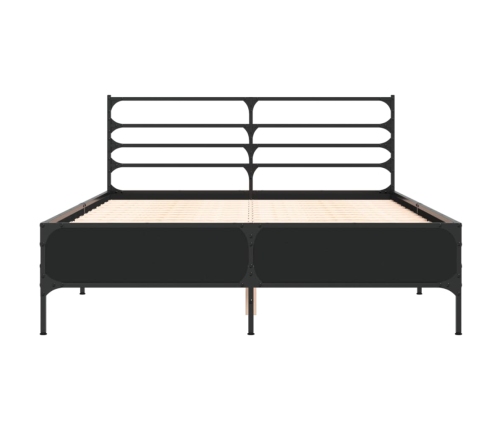 vidaXL Estructura de cama madera de ingeniería y metal negro 140x200cm