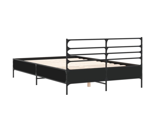 vidaXL Estructura de cama madera de ingeniería y metal negro 140x200cm