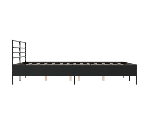 Estructura de cama madera de ingeniería y metal negro 150x200cm